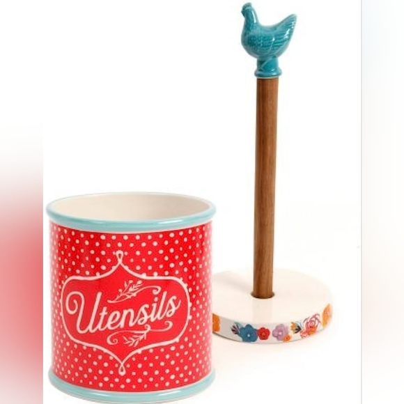 Pioneer Woman Blue Chicken Paper Towel Holder - Picture 2 of 2
